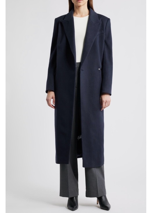 Boss Jackets & Blazers - Boss Callafy Cashmere Coat in Dark Blue Size 4